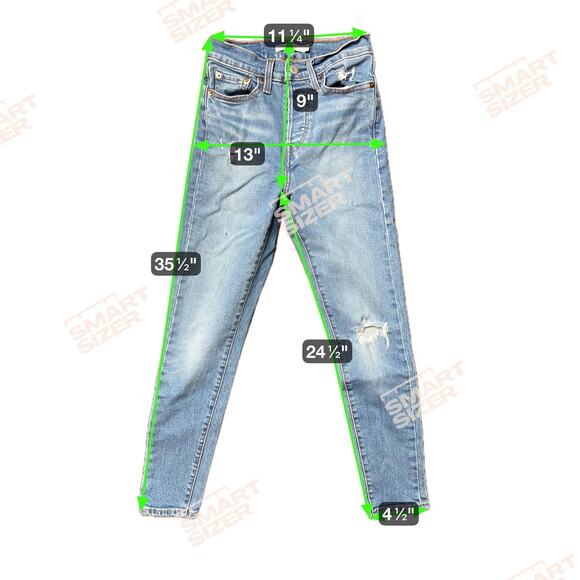 Levi's Wedgie Skinny Jeans Womens 25 High Rise Distressed Button Fly 52305-0024 - Picture 4 of 16